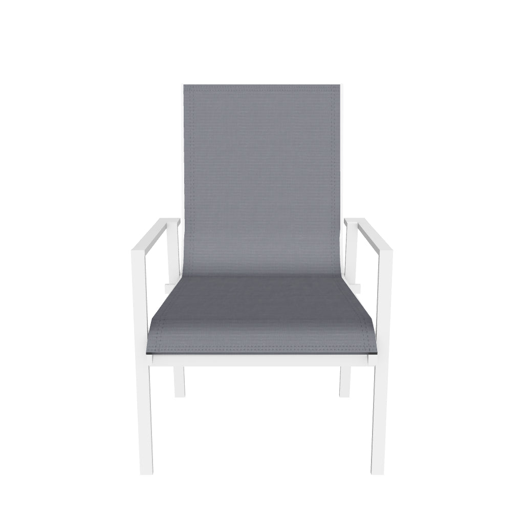 Maldives Sling Dining Chair in Grey Textilene Fabric and Arctic White Frame