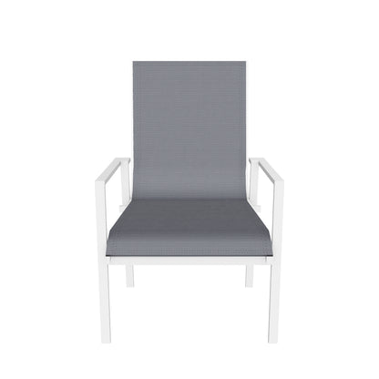 Maldives Sling Dining Chair in Grey Textilene Fabric and Arctic White Frame