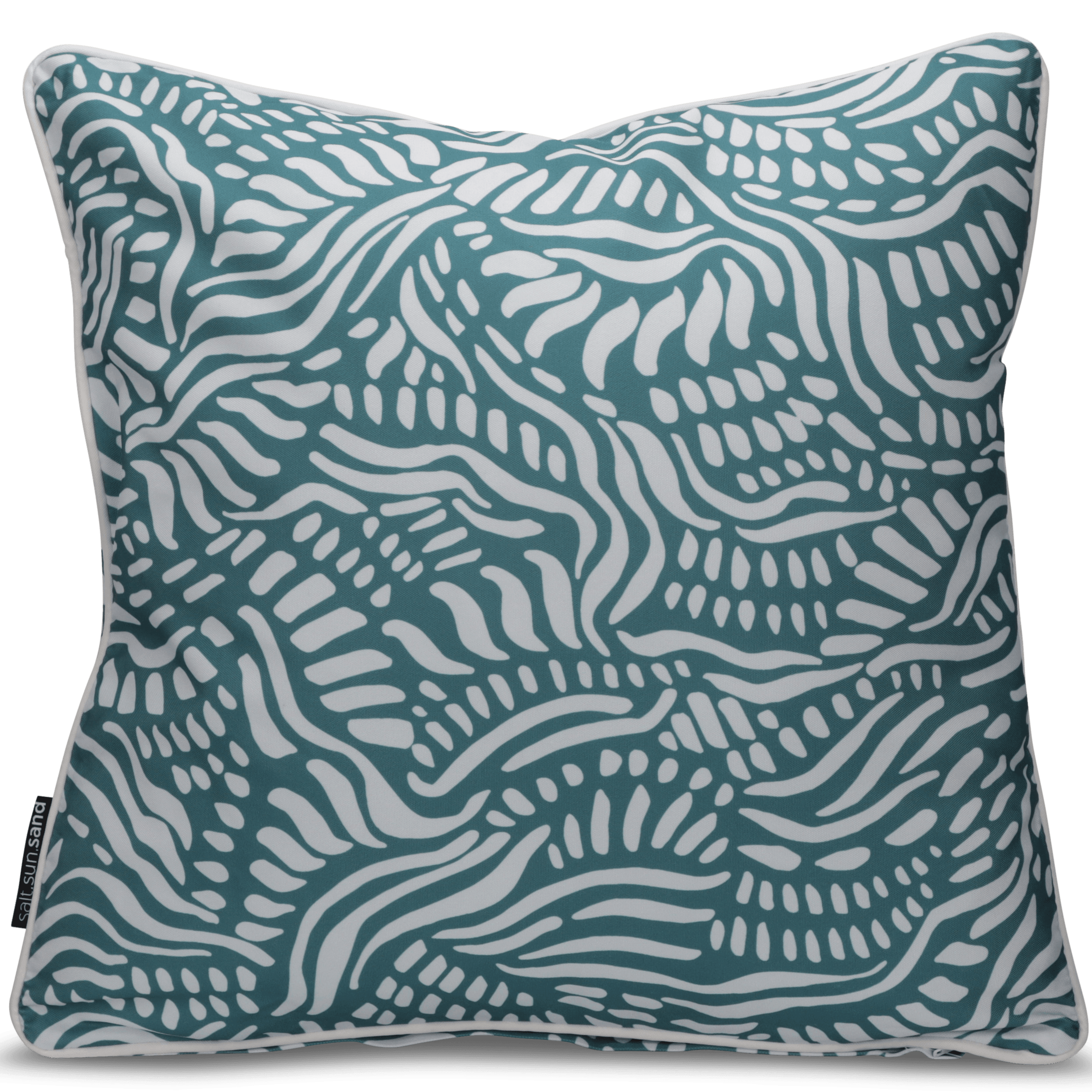 Bondi Seascape Teal - 45 x 45 cm Piped Cushion - The Furniture Shack